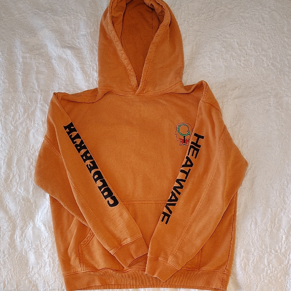 Brain Dead Orange Hoodie with Black Graphics